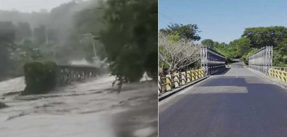 Captan el momento exacto en el que colapsa puente en Titihuapa, Cabañas