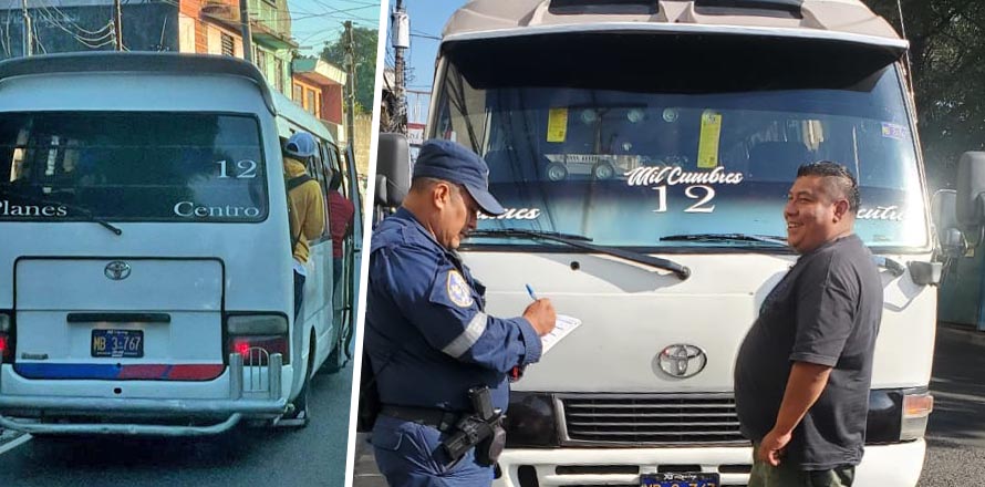 Sancionan a microbusero por llevar pasajeros colgando de las puertas