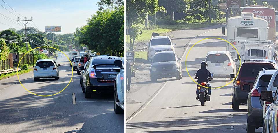 Captan a otro conductor en sentido contrario a punto de causar accidente de tránsito