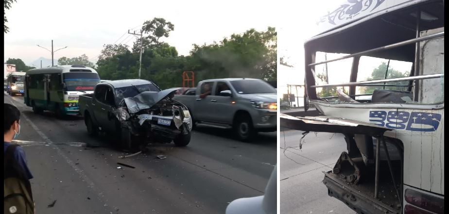Varios lesionados deja choque entre microbús y pick up en carretera Troncal del Norte | VIDEO