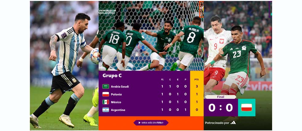 Argentina perdió, México empató, la próxima fecha se enfrentan entre ellos y Arabia es líder