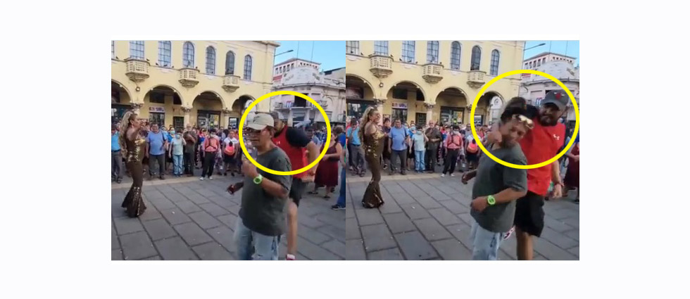 Denuncian en redes sociales a sujeto que golpeó bruscamente a un anciano bailarín en el parque Libertad