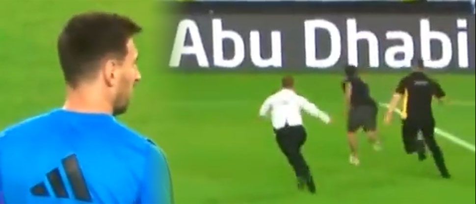 Fanático salta a la cancha a buscar el autógrafo de Messi y se “baila” a la seguridad del estadio 