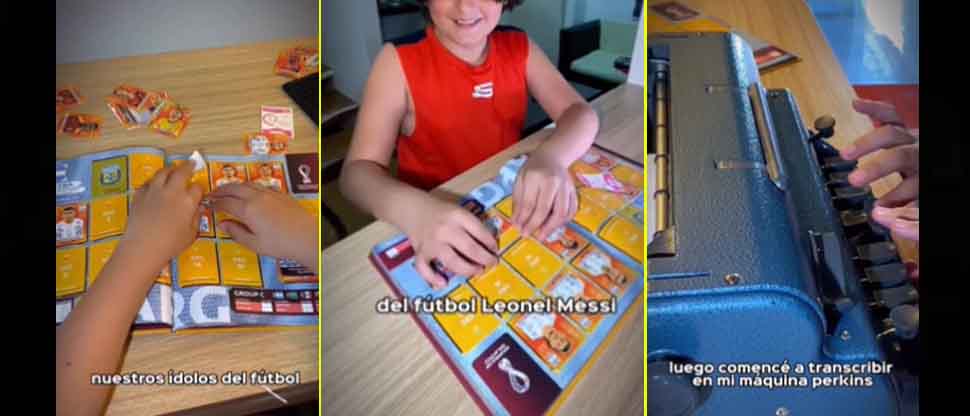VIDEO: Niño con discapacidad visual adapta álbum del Mundial de Qatar al sistema braile