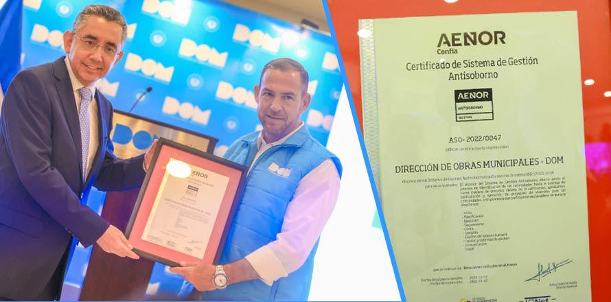 DOM recibe Certificado de Gestión Antisoborno, ISO 37001: 2016