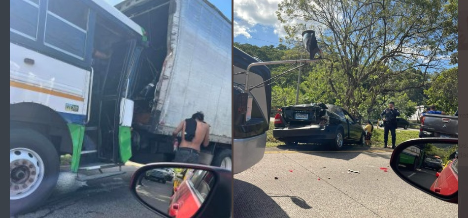 Excesiva velocidad causa múltiple accidente en autopista a Comalapa