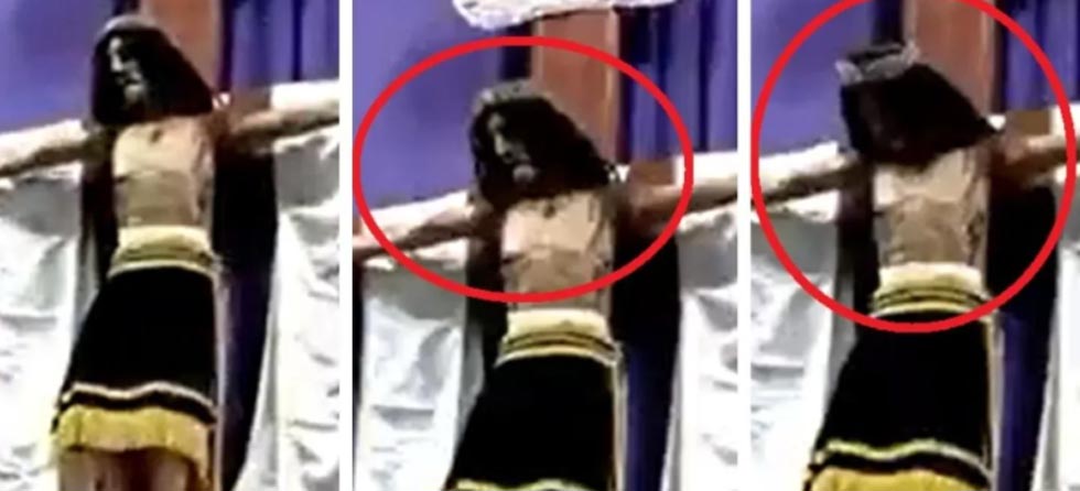 Feligreses se sorprenden al ver que imagen de Cristo mueve la cabeza durante misa