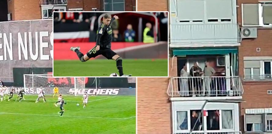 El tiro de Valverde que acaba en el balcón de un apartamento durante el Rayo Vallecano – Real Madrid