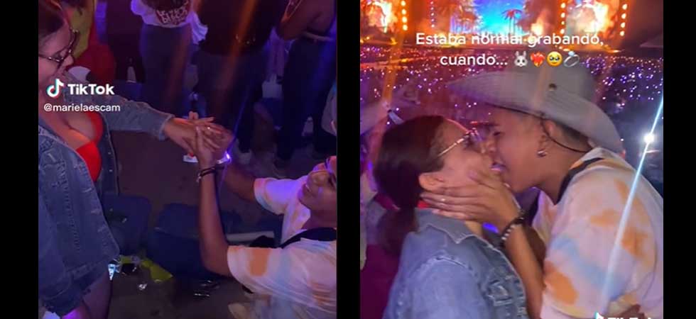 VIDEO: Salvadoreño aprovecha concierto de Bad Bunny para pedir matrimonio a su novia