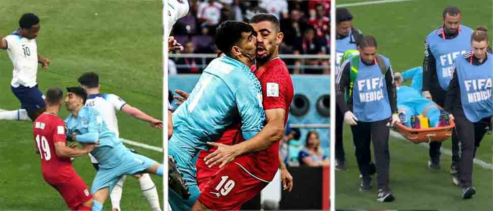 FOTOS: Así terminó el portero de Irán tras lesionarse con su propio compañero