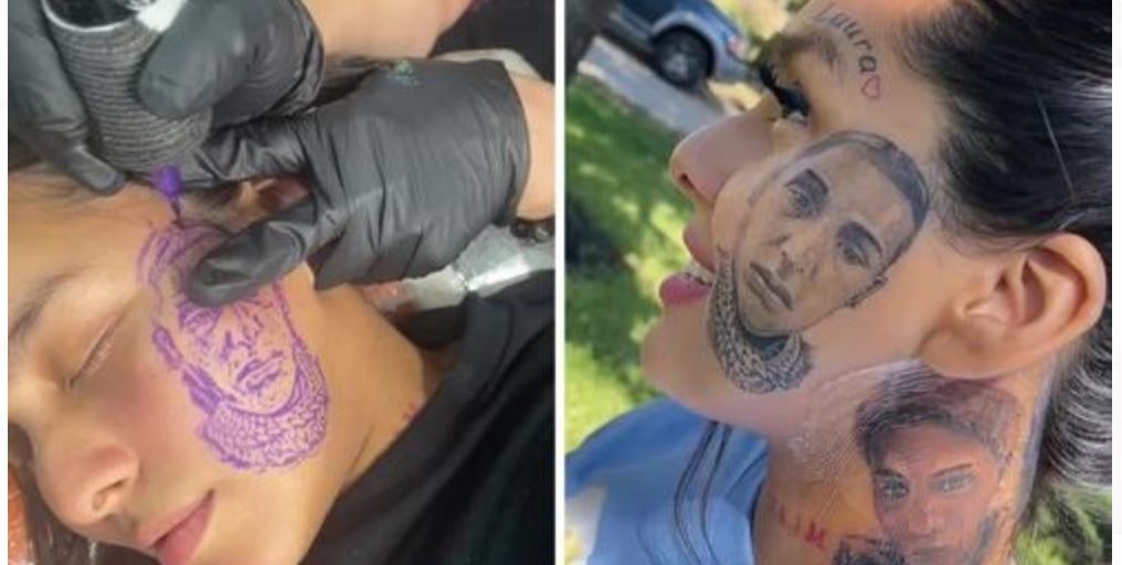 Perdonó una infidelidad y se tatuó la imagen de su novio en la cara