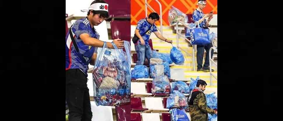 Japoneses recogen la basura del estadio antes de celebrar histórico triunfo de su selección ante Alemania
