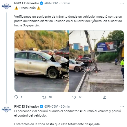 Conductor se duerme al volante y choca contra un poste del tendido ...