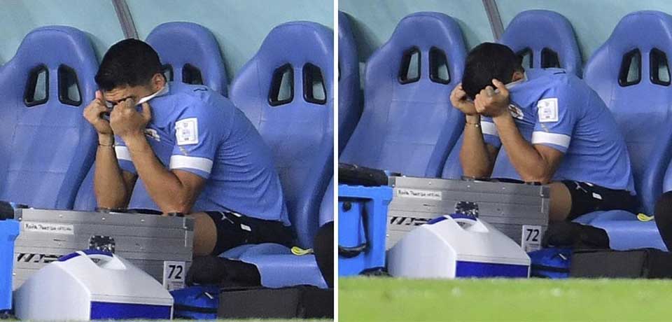 Suarez rompe en llanto tras la eliminación de Uruguay del mundial
