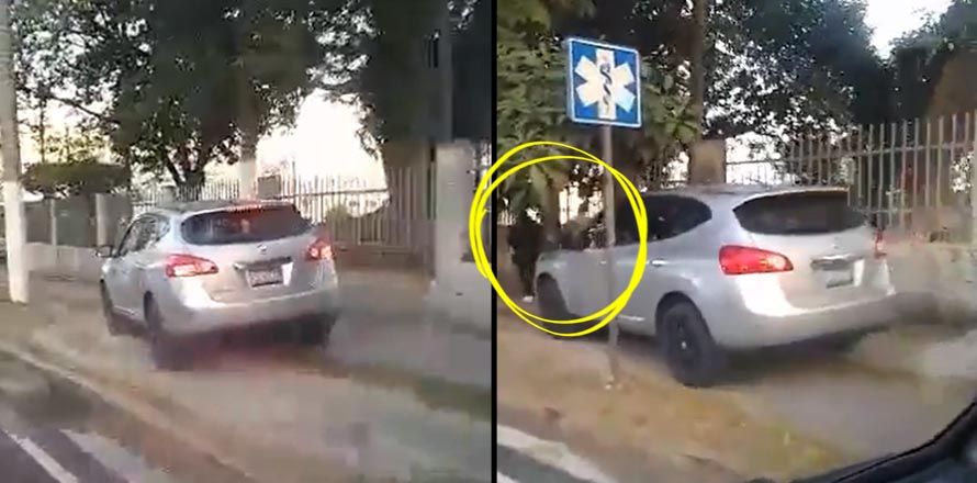 Con tal de avanzar en el tráfico, conductor se sube &nbsp;a la acera y casi atropella a peatones