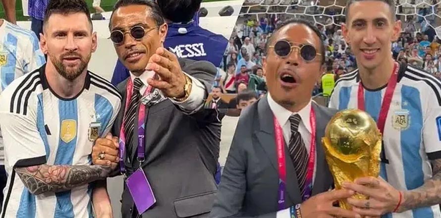 Critican al chef Salt Bae por «atosigar» a Messi y otros futbolistas de Argentina tras ganar el mundial