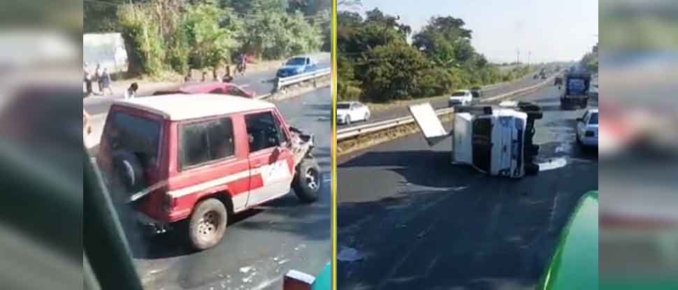 VIDEO: Reportan triple accidente en carretera a Opico, La Libertad