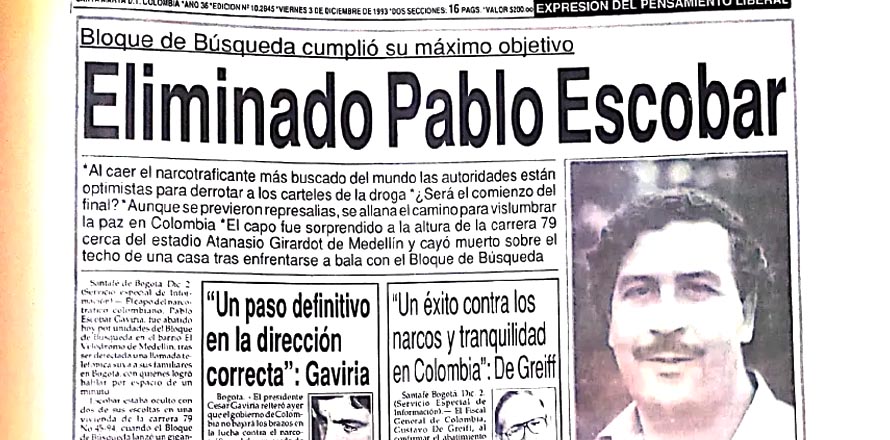 Se cumplen 29 años de la muerte de Pablo Escobar