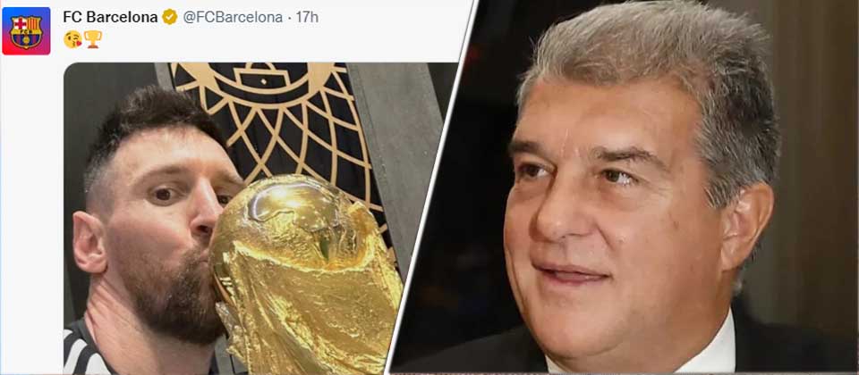 Barcelona felicita a Messi por ganar la Copa del Mundo