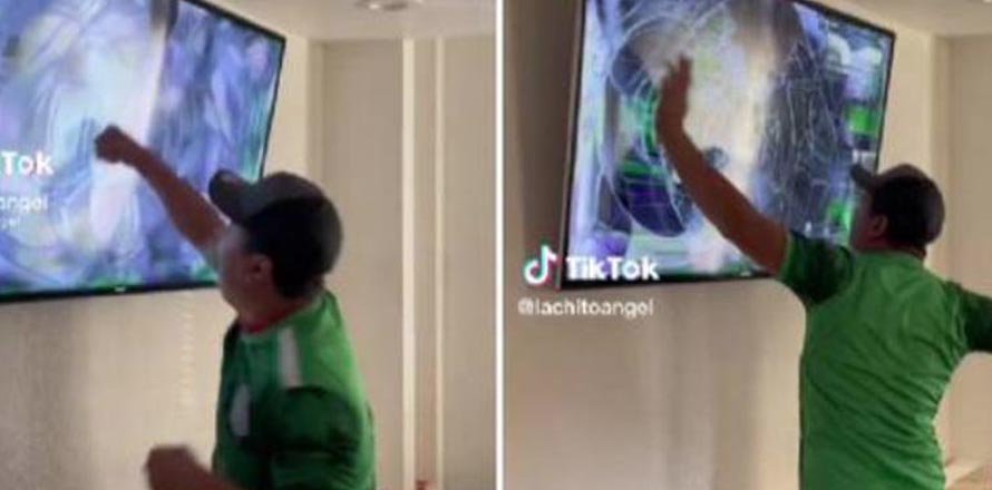 Fanático destroza su televisor tras el fracaso de México en el mundial