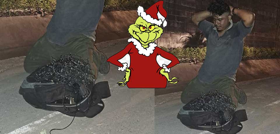 «El Grinch salvadoreño»: Capturan a sujeto por dañar y robar luces navideñas