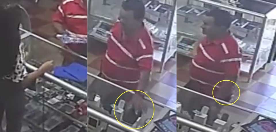 Captan a sujeto hurtando descaradamente un celular en Morazán
