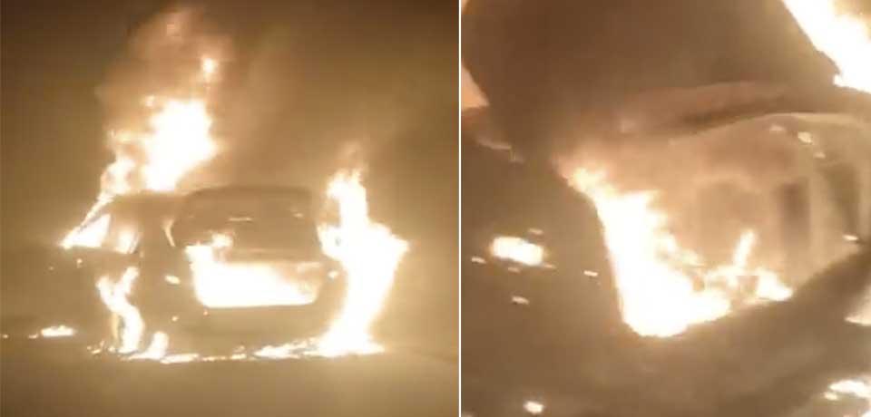 Reportan vehículo en llamas en carretera a Comalapa