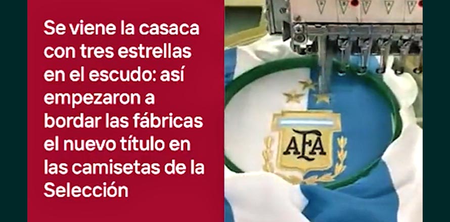 Así luce la camiseta de la albiceleste con las tres de estrellas de Tricampeón