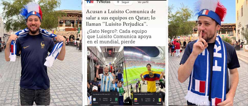 Luisito Comunica se pone la camisa de Francia para desearle «mala suerte» en la final