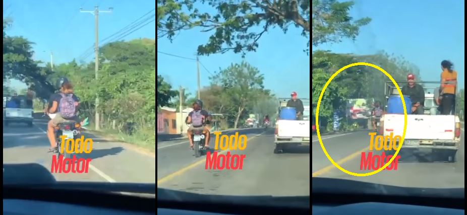 VIDEO: Con un niño en sus brazos, motociclistas invaden carril contrario en carretera Litoral