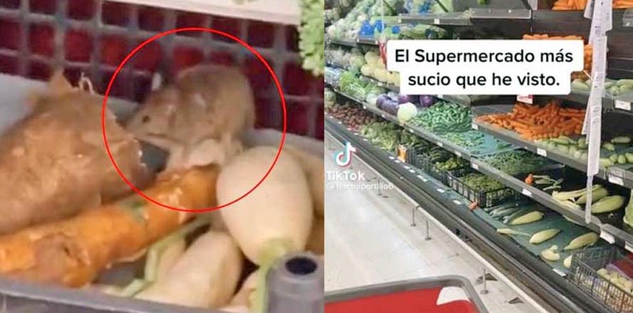 Captan a una rata mientras comía verduras en un supermercado