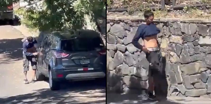 VIDEO| Captan a sujeto mientras hurta accesorios de un vehículo estacionado