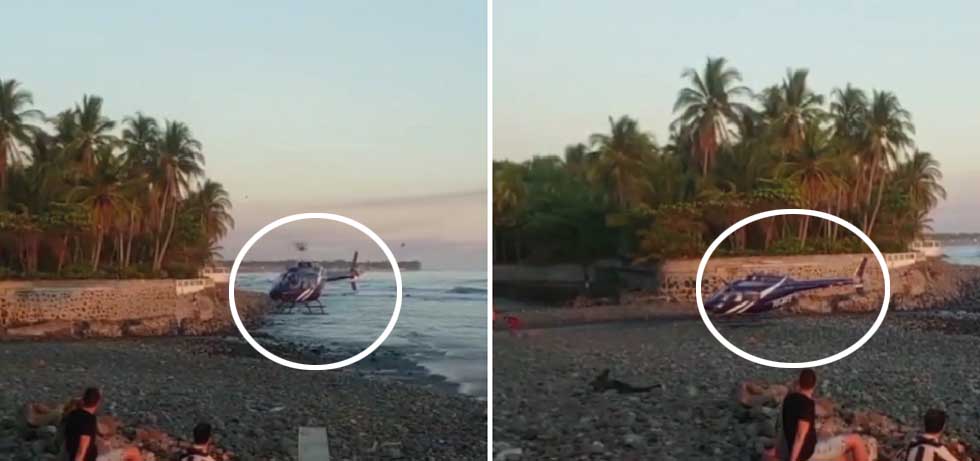 VIDEO: Se viraliza aterrizaje de un helicóptero en la playa El Tunco