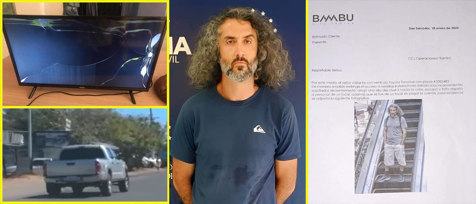 Estadounidense capturado por embestir a motociclista agredió a más personas en hotel y centro comercial