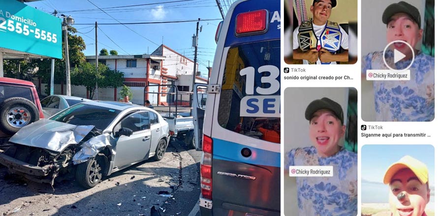 Aseguran que popular TikToker está involucrado en aparatoso accidente ocurrido en San Salvador
