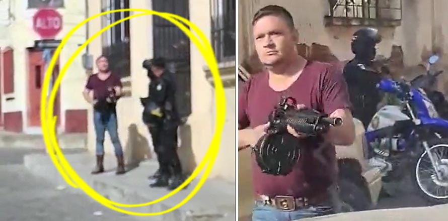 VIDEO | Sujeto amenaza con un fusil a policías en Guatemala y &nbsp;luego se va como si nada