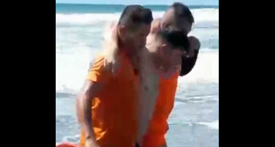 VIDEO: Rescatan a hombre de morir ahogado en la playa San Marcelino