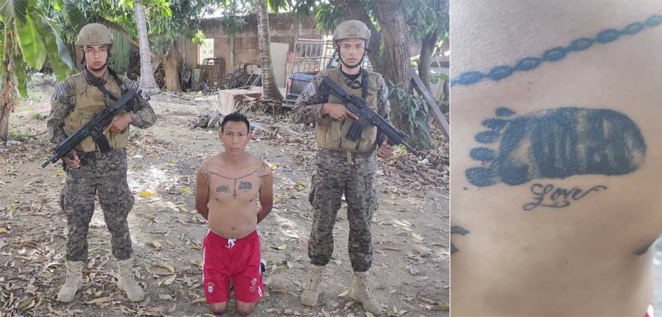 Cae terrorista que escondía sus tatuajes de pandillero con plantares de sus hijos