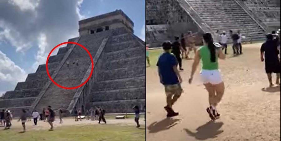 VIDEO: Turista sube a pirámide de Chichén Itzá y al bajar es recibido a garrotazos