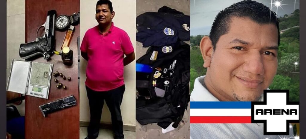 Directivo del partido ARENA fue capturado con prendas policiales y arma de fuego
