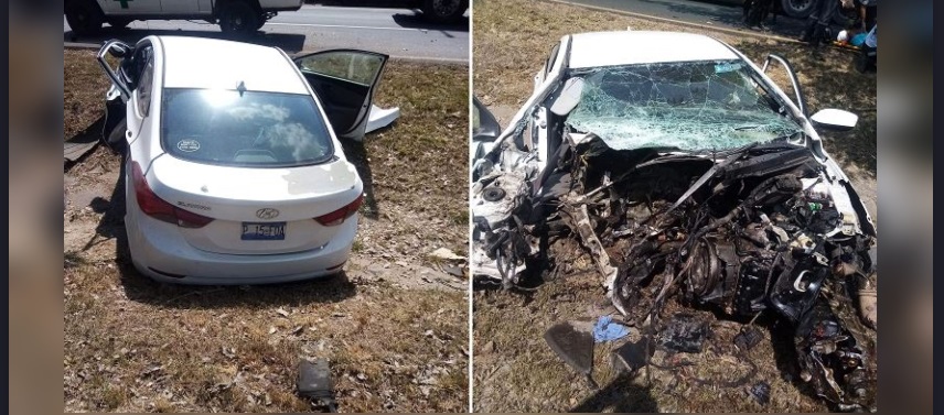 Hombre pierde el control y sufre brutal choque en carretera a Santa Ana (FOTOS)