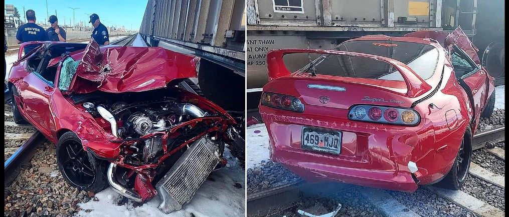 Mecánico salió a probar el carro de su cliente y lo chocó contra un tren