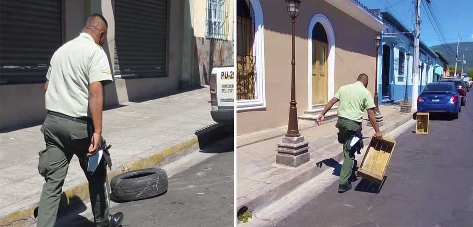 Retiran objetos que son colocados en la calle para reservar parqueo