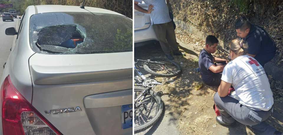 Ciclista resulta lesionado tras impactar contra un vehículo estacionado