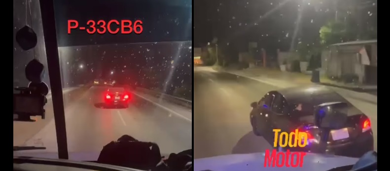 Conductor circula de forma peligrosa y se le cruza a una rastra en Autopista Los Chorros (VIDEO)