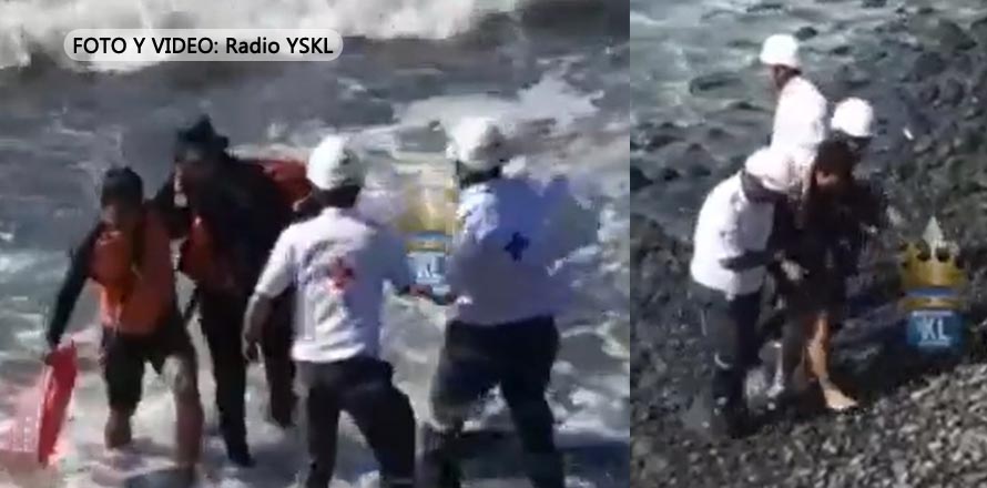 Lancha con periodistas que cubrían el Paso del Hombre cae al mar cuando descendía del muelle