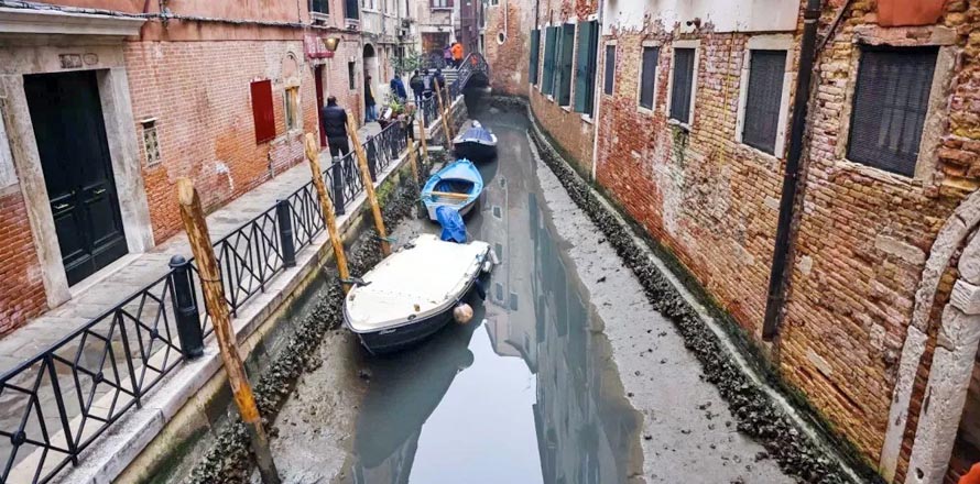 Italia| Se secan los canales de Venecia en medio de temores a una nueva sequía