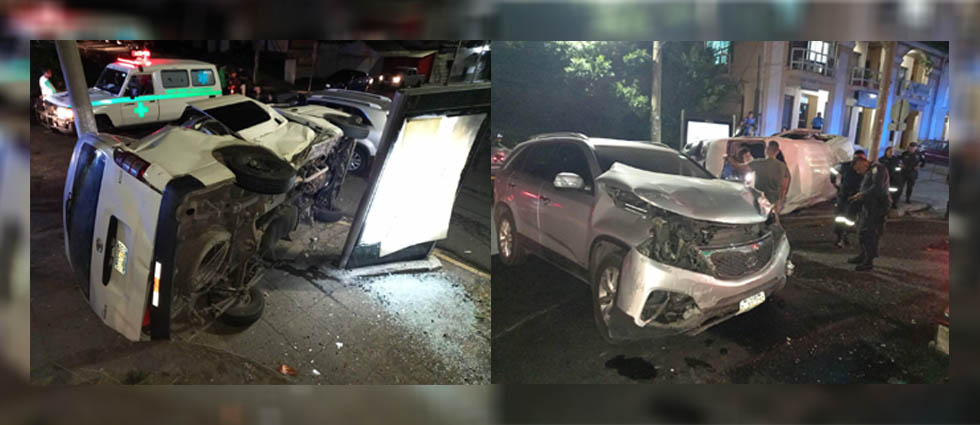 Dos lesionados tras fuerte accidente de tránsito en la colonia Escalón