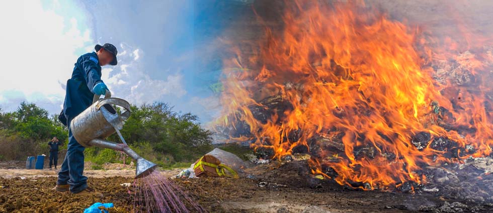 FGR destruye más de 100 mil dólares en drogas incautadas en decenas de operativos