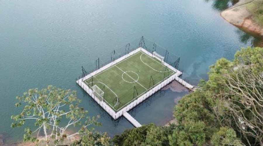 Anuncian creación de cancha de fútbol sobre el lago de Ilopango